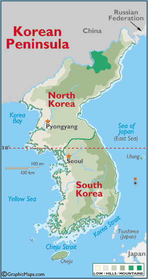 nordkorea koreanisch peninsula karte